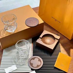 Juego de Vasos de Vidrio con Posavasos de Madera, 2 Piezas, Vasos Transparentes y Posavasos de Madera, Juego de Regalo para Bebidas, Productos para el Hogar - Product Image 4