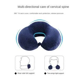 Oreiller de voyage portable en forme de U avec mousse à mémoire de forme pour un rebond doux et un soutien de la tête, adapté aux avions et aux voitures - Product Image 2