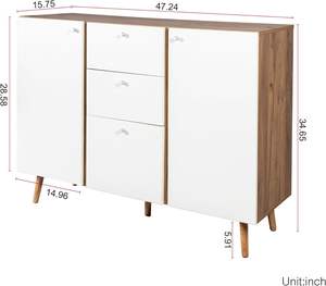<span class=keywords><strong>Aparador</strong></span> con 3 Cajones y 2 Puertas, Mueble <span class=keywords><strong>Aparador</strong></span> con Estantes Ajustables para Sala de Estar o Comedor - Product Image 2
