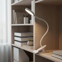 Lampe de lecture LED portable USB à pince flexible pour hôtel, chevet, bureau, avec variateur d'intensité, design minimaliste en métal