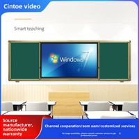 Tableau interactif intelligent tout-en-un multimédia 75/86 pouces avec écran tactile, tableau noir coulissant pour l'enseignement, les conférences et la formation, résolution 4K