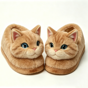 Pantuflas personalizadas de gato, pantuflas de felpa de gato, pantuflas de animales para el hogar, pantuflas lindas de gato, pantuflas de gato naranja, pantuflas de peluche de gatito - Product Image 1