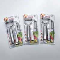 3-delige set aardappelschillers van roestvrij staal, smiley gezicht messenset, fruit- en groenteschiller, roestvrijstalen machine-aardappelschiller
