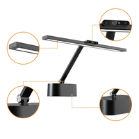 Lampe de bureau LED moderne 24W, finition noire, CRI 95 élevé, protection des yeux, avec minuteur Pomodoro, arrêt progressif 60s, pliable