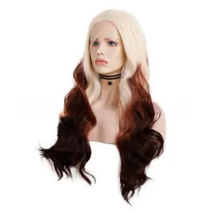 Harga pabrik Wig rambut sintetis 26 inci untuk wanita hitam Wig rambut sintetis tahan panas Wig sintetis dengan renda depan