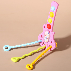 Mini guitarra de juguete extraíble, juguete educativo para bebés y niños pequeños de 0 a 3 años, color morado estrellado, amarillo sol, océano - Product Image 2