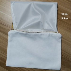 100% Polyester Blank Zipper <strong>Pouch</strong> for Sublimation Plain White Travel Toiletry Bag With Gold Metal Zipper - Product Image 4