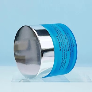 Contenants cosmétiques en verre vides de luxe personnalisés de 50 g avec couvercles en aluminium, pots bleus mats pour baume à lèvres et crèmes pour le visage et les yeux - Product Image 2