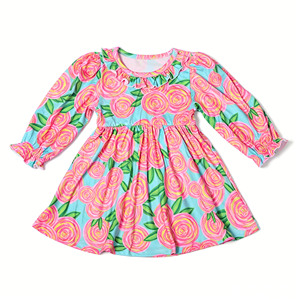 Vestido de Otoño para Niñas Cd-1-1, 95% Algodón, Estampado Personalizado, Estilo Inglés, Corte en A, Manga Larga, Venta al Por Mayor, Personalización de Fábrica - Product Image 6