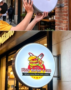 ป้ายไฟ LED ร้านกาแฟ บริดจ์คาเฟ่ ทรงกลม สีครีมขาว ติดผนังภายนอก สำหรับร้านกาแฟ แสดงผล 6500K ความสว่าง 5000cd กันน้ำ IP65 - Product Image 2
