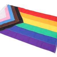 Drapeau arc-en-ciel LGBTQ Progress Pride imprimé en gros, 3x5 pieds, en polyester imperméable, avec mât en aluminium, pour défilé de fierté en extérieur