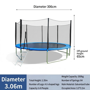 <span class=keywords><strong>Trampoline</strong></span> rond en tissu vert avec tubes en acier allié, système de panier de basket, échelle avancée, sécurisé pour garçons, de 6 à 16 pieds - Product Image 5