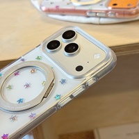 Casing Ponsel Magnetik Bintang Berkilau Metalik untuk Apple 17 Pro Max iPhone 16 Stand 15 Anti-jatuh 14 Tahan Banting