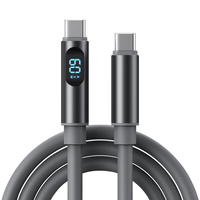 Nuevo Cable PD de 60W, Tipo C a C, Carga Rápida PD con Pantalla Digital en Tiempo Real, Cable de Datos Flexible TPE de 1m 2m