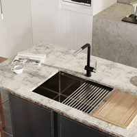 Éviers de cuisine Ledge Workstation en acier inoxydable 304, épaissis, pour usage domestique, faits à la main, à cuve unique