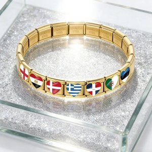Venta al por mayor de moda: Nuevos dijes personalizados de corazón con bandera nacional italiana, compatibles con pulseras de acero inoxidable de 9 mm, regalos de joyería DIY - Product Image 3