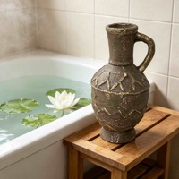 Vas Pitcher MGO Distressed, Vas Amphora Bertekstur, Vas Meja Rustic Farmhouse untuk Bunga Segar & Kering, Dekorasi Meja Rumah
