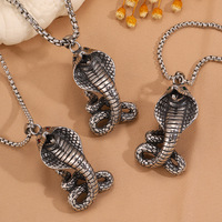 Collier pendentif serpent Cobra Python rétro en acier inoxydable, bijou gothique serpent, bijoux en acier inoxydable