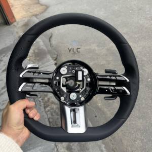 Volante de Cuero y Fibra de Carbono YLC para <span class=keywords><strong>Mercedes</strong></span> Benz W205, Compatible con los Modelos W212, W463, W222, C180, C200, C250, C300, C43, C63 AMG - Product Image 2