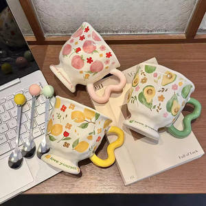 Taza de Café de Cerámica Creativa <span class=keywords><strong>con</strong></span> Tapa, Diseño de Durazno <span class=keywords><strong>y</strong></span> Limón, Gran Capacidad, para Hogar u Oficina, para Beber <span class=keywords><strong>Agua</strong></span> - Product Image 4