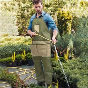 Delantal de Jardinería Color-Block Impermeable con Múltiples Bolsillos, Extendido, Resistente a las Manchas, de Material Oxford, para Podar en el Jardín - Product Image 3