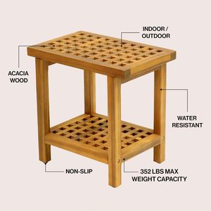 Sgabello da Doccia JONATHAN Y <span class=keywords><strong>Armin</strong></span> in Legno di Acacia da 18 Pollici con Ripiano Portaoggetti, Impermeabile, Capacità 350 Libbre, Finitura Moderna-Classica - Product Image 4