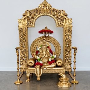 Idole Vinayaka de luxe finition dorée pour décoration de mariage – Achetez un Ganesha traditionnel du sud de l'Inde pour l'entrée de la salle de convention aux États-Unis - Product Image 1
