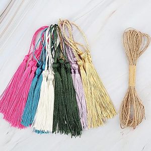 散装61PCS亚克力书签空白透明塑料30套6色流苏麻线<span class=keywords><strong>DIY</strong></span>工艺3形书签展示架 - Product Image 4