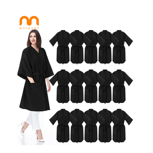 Robe de spa personnalisée avec logo, robe de massage, robe noire pour salon de beauté, longue robe kimono, robe de coiffure, peignoir avec poche - Product Image 1