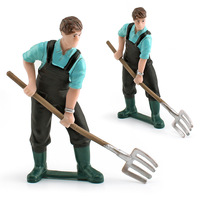 Vente en gros de modèle de pâturage de ferme Berger éleveur agriculteur agriculteur femme poupée décoration de table de sable ensemble de jouets de travail manuel
