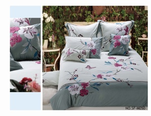 Nhà Máy Cung Cấp Bán Buôn 100% Hiện Đại Hoa In Thân Thiện Với Môi <span class=keywords><strong>Comforter</strong></span> Thiết Lập Hình Học Tấm Ga Trải Giường Bộ Đồ Giường Đám Cưới Nhà Tấm Thiết Lập - Product Image 4