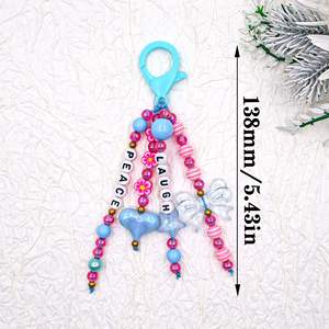 พวงกุญแจโทรศัพท์มือถืออะคริลิค Y2K ลายหน้ายิ้มน่า<span class=keywords><strong>รัก</strong></span> พร้อมพวงห้อยลูกปัดดินโพลิเมอร์สีรุ้ง - Product Image 2