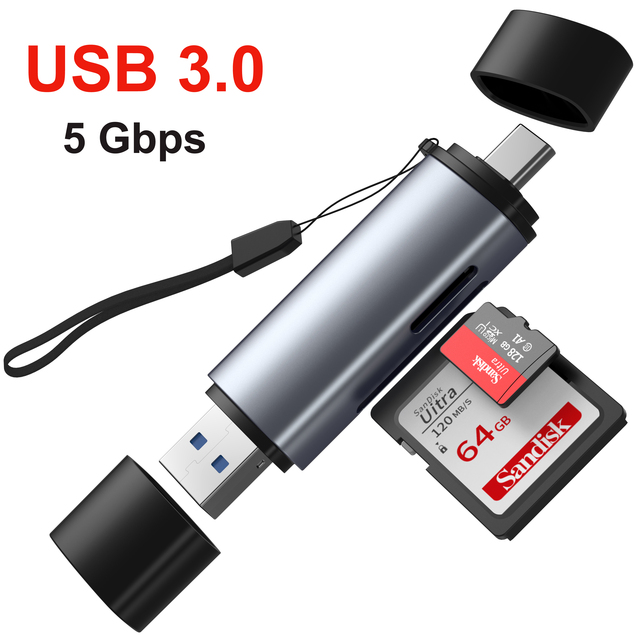 Custom Portable Mini TF SD Card Reader USB C USB 2.0 3.0 Memory OTG Card Reader Adapter With Type C for Pc mac iphone Android