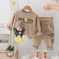 Ensemble de sweat-shirts d'hiver pour bébés garçons, vêtements élégants pour nourrissons en deux pièces, 100% coton, velours côtelé, vêtements décontractés tendance pour l'hiver