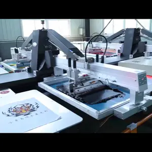 Çok renkler Oval otomatik ekran baskı makinesi tişört serigrafi baskı makinesi