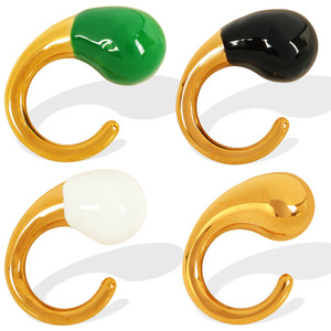 Water Drop Shape Epoxy Resin <b>Ring</b> U Shape Titanium Steel Unisex Jewelry Gift Fashion <b>Rings</b> - Product Image 3