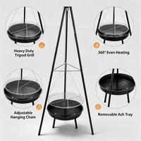 Support de barbecue trépied en acier robuste, portable, pour extérieur, brasero suspendu, pour camping, fête en jardin, barbecue trépied de camping