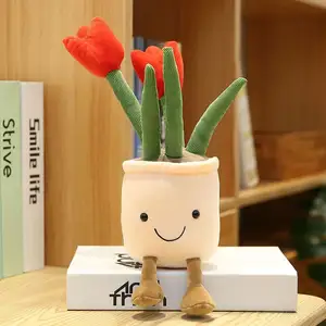 New Dotted Plush Plants Home Ornaments Artificial Plants Tulip Succulents Flowers Potted Ornaments Plush Toys