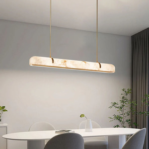 Lampadario di Lusso in Alabastro su Misura, Lampada <span class=keywords><strong>a</strong></span> <span class=keywords><strong>Sospensione</strong></span> <span class=keywords><strong>LED</strong></span> <span class=keywords><strong>per</strong></span> Sala da Pranzo, Villa Artistica, Isola <span class=keywords><strong>Cucina</strong></span>, Lampadario Lineare Interamente in Ottone - Product Image 3