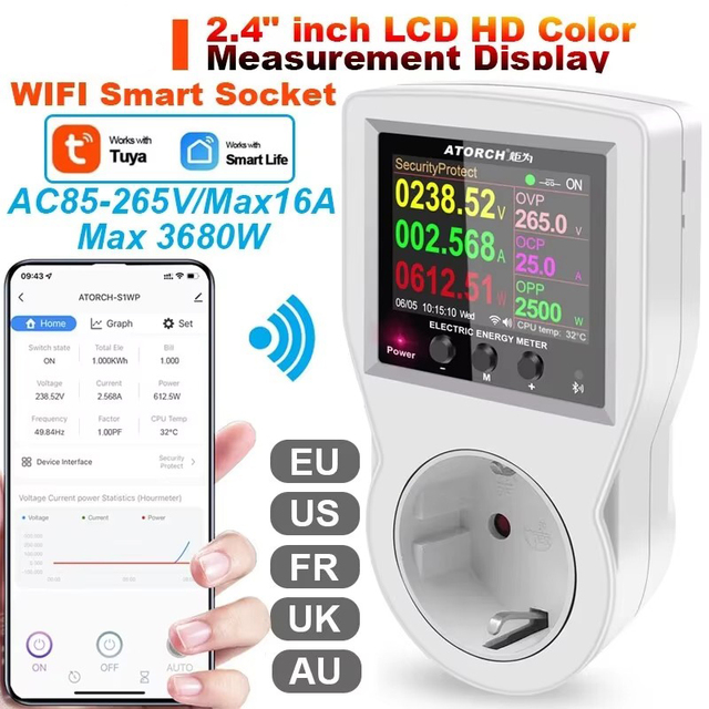 Digital Wattmeter 220V AC Smart WIFI Power Meter Electricity Consumption Energy Meter Power Wattage Electricity Meter