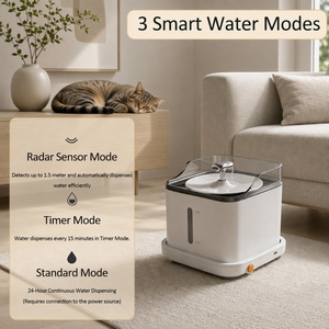 Fontaine à eau pour animaux de compagnie Tuya WiFi App 2,2 L avec surveillance de la santé à distance, capteur radar, pompe silencieuse sans fil, filtre et alertes pour chats et chiens - Product Image 3