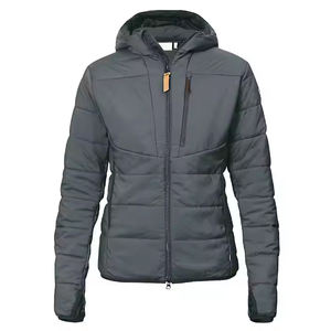 Chaqueta de invierno acolchada ligera y elegante para todas las estaciones, Capucha ajustable con ribete de piel con cierre de botón, forro de nailon para otoño - Product Image 2