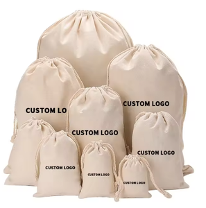 Wholesale Custom Size Eco Friendly Recycled <strong>Plain</strong> Printed Big Cotton <strong>Canvas</strong> Pouch Drawstrings Bags With Rope Logo - Product Image 5