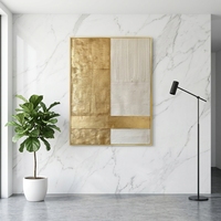 Peinture à l'huile abstraite moderne de luxe, feuille d'or, peinte à la main, texture 3D épaisse, toile rayée, art mural, taille personnalisable, encadrement