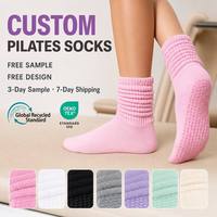 Chaussettes antidérapantes de créateur, épaisses, à effet froissé, personnalisables avec logo, pour yoga, pilates et barre