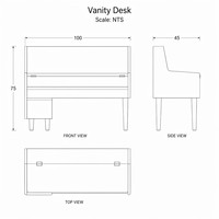 Coiffeuse Moderne Directe avec Miroir Rabattable, Convertible en Bureau, avec Rangement en Commode, Réglable, pour Chambre et Bureau à Domicile