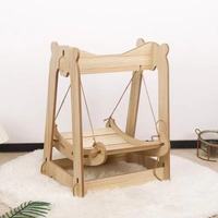 Hamac suspendu en bois beige pour chat, lit balançoire universel quatre saisons, amovible, durable et confortable