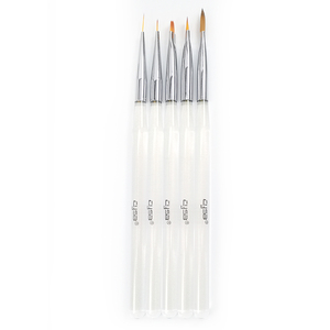 Lot de 5 pinceaux à ongles professionnels en nylon avec manche métallique or blanc pour nail art, dessin et manucure - Product Image 1