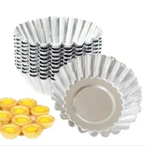 10 buah cetakan Tart telur Aluminium Aloi, cangkir tar telur renda