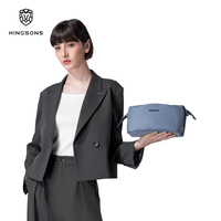Sac de maquillage de voyage pour femmes Kingsons, 3L, résistant à l'eau, polyester texturé, fermeture éclair en métal, pochette cosmétique